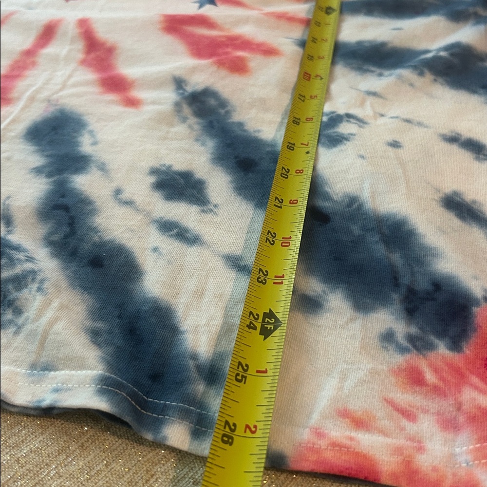 Tie Dye T-Shirt Red White Blue Patriotic Tee Silver “Born to Sparkle” Artisan XL - Picture 8 of 8